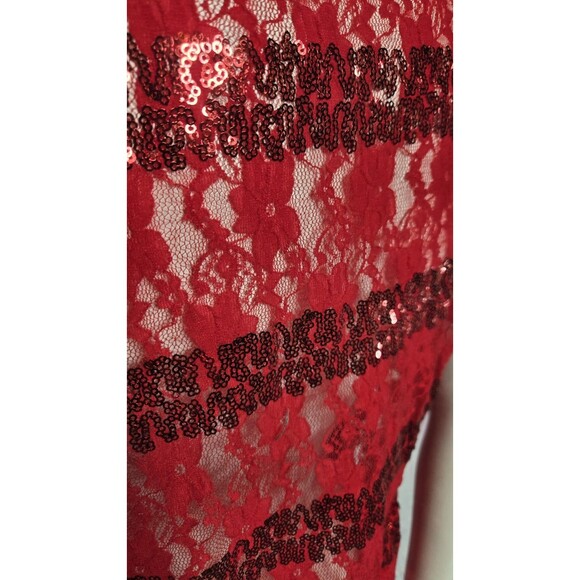 Angels & Diamonds Red Lace Bling Rhinestone Cross Wings Top Size XL - Picture 10 of 12